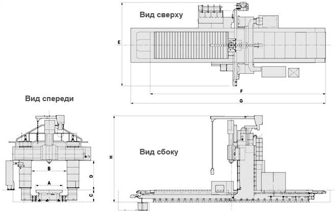 Продольно-фрезерные станки НРМ-L-серия - чертеж